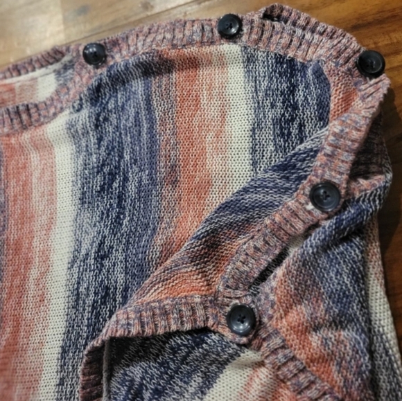 Motherhood Maternity Adjuatable Color Striped Knit Poncho with Buttons - Picture 7 of 7